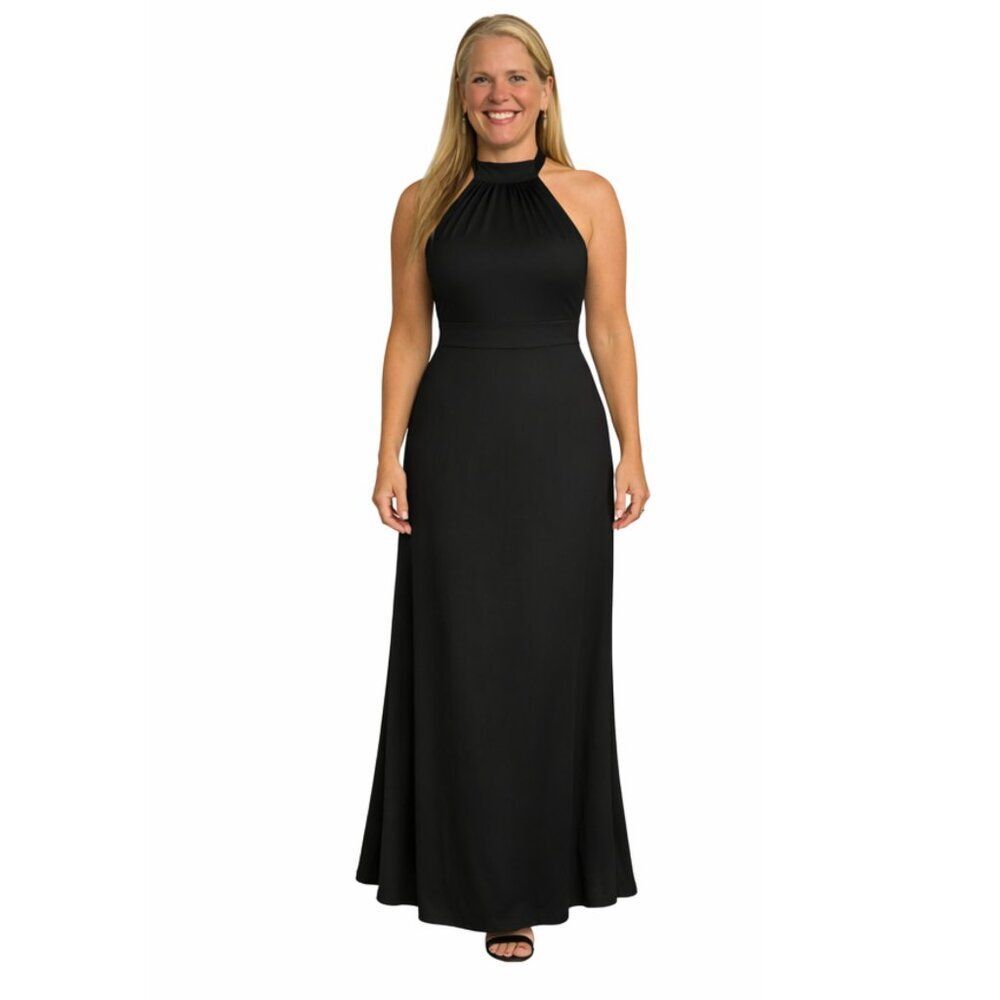 Black Maxi Formal Dress Sachin & Babi Kayla Halter Gown New Size 14 Black Tie